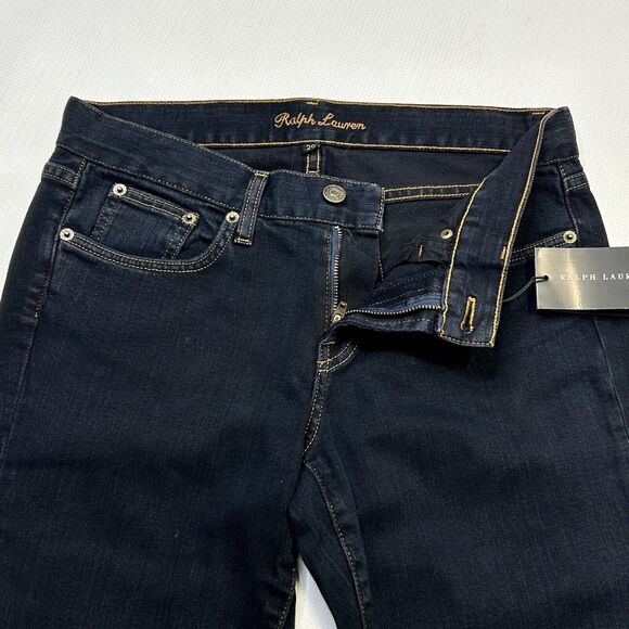 Ralph Lauren Low Rise Straight Leg Denim Jeans Dark Wash 29 Tall 34” Inseam NEW - Picture 4 of 10